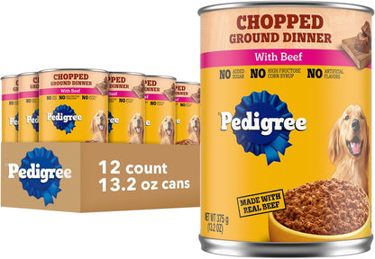 Pedigree Chopped Ground Dinner Wet Dog Food, Chicken, 13.2 Oz, 12 Count | 100% Complete & Balanced, Slow Cooked with Real Chicken, Supports Lean Muscles, Serve as Topper or Complete Meal16