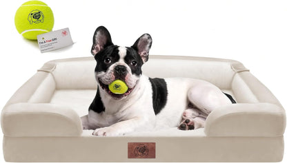 Waterproof Orthopedic Dog Bed for Extra Large Sized Dogs | Memory Foam Pet Bed Sofa with Bolster, Dog Couch with Washable Cover & Non-Slip Bottom, 42X30 Inch, Grey33