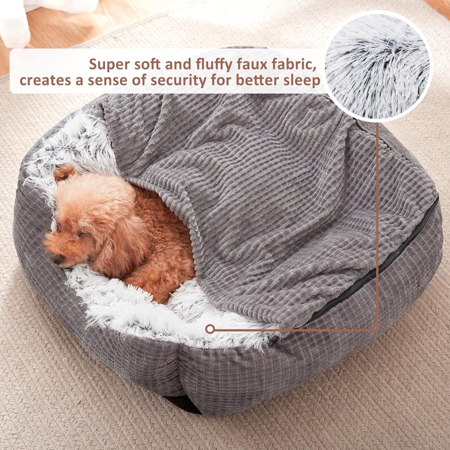mixjoy-dog-beds-for-small-dogs-rectangle-cave-hooded-blanket-puppy-bed-luxury-orthopedic-cat-beds-for-indoor-cats-warmth-and-machine-washable-20-inches-grey