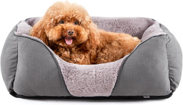 MIXJOY Dog Bed for Large Medium Small Dogs, Rectangle Washable Sleeping Puppy Bed, Soft Calming Cat Beds for Indoor Cats, Orthopedic Pet Sofa Bed, Anti-Slip Bottom with Multiple Size (20'', Grey)15