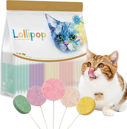 Lollipop Cat Treats, Freeze-Dried Lickable Snacks for Indoor Cats, Natural Soft Puree Wet Snacks Pops, Premium Cat Treats Lollipop Ideal for All Breeds and Ages Cats (Mixed (25 Pcs))1