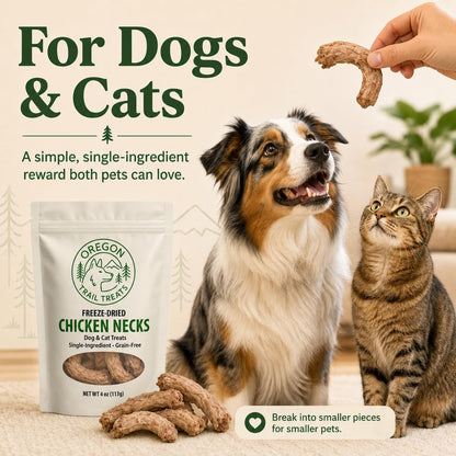 Oregon Trail Treats Freeze-Dried Chicken Necks Dog Treats - Single Ingredient 4 Oz7