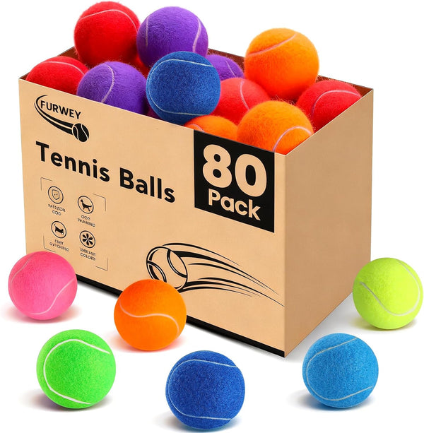 FURWEY Tennis Balls for Dogs 16 Pack,2.5 Inches,Durable and Non-Toxic Dog Toys Balls with Mesh Bag,Colorful Fetch Toys Balls for Pet Dog (Non Squeaky)12