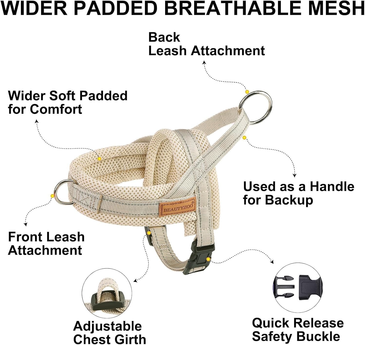 beautyzoo-dog-harness-no-pull-quick-fit-dog-harness-and-leash-set-escape-proof-vest-harness-with-soft-handle-reflective-breathable-mesh-padding-harness-for-medium-size-dog-training-walking-beige-m
