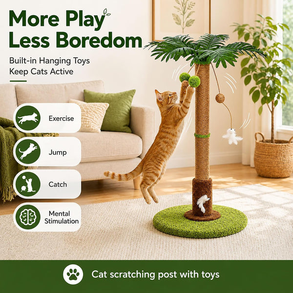 RPZ Cat Scratching Post, Sisal Scratcher with Toys for Indoor Cats | Protects Furniture While Satisfying Natural Scratching Instincts. Durable Sisal Post with Interactive Toys for Daily Play.5