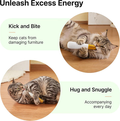 Potaroma 3-Pack Catnip Cat Toys, 15,000Mg A+ Pure Kitten Kickers | Funny Plush Sticks for Indoor Cats to Chew, Hug, Wrestle and Bat; Cute for Kittens and Bored Adult Cats.5