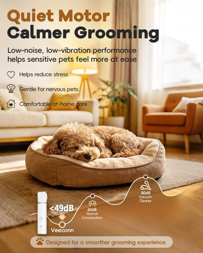 Veeconn Dog Clippers Grooming Kit Hair Clipper-Low Noise Paw Trimmer- Rechargeable - Cordless Quiet Nail Grinder Shaver for Cats and Other Pets3