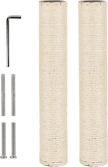 BNOSDM M8 15.75”X3.15” Replacement Scratching Post for Cat Tree Tower Rope Scratch Poles Refill 2 Pcs Natural Sisal Pole Part for Refurbishment Hemp White1