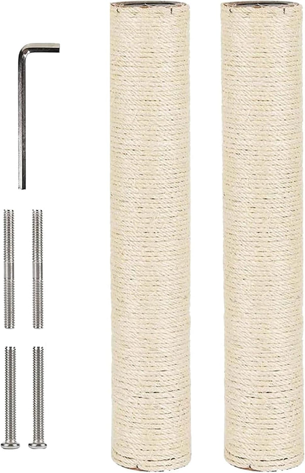 BNOSDM M8 15.75”X3.15” Replacement Scratching Post for Cat Tree Tower Rope Scratch Poles Refill 2 Pcs Natural Sisal Pole Part for Refurbishment Hemp White1