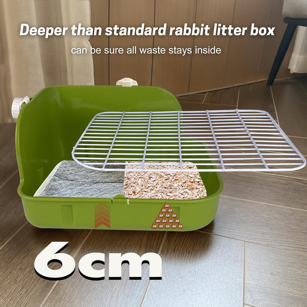 Rabbit Litter Box, Bunny Litter Box, Guinea Pig Potty Trained, Square Small Animal Toilet Potty Pan for Rabbit Guinea Pig Ferret Hamster Chinchilla (Grass Green)8