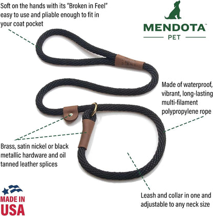 Mendota Pet Slip Leash - Dog Lead and Collar Combo - Made in the USA - Mocha, 3/8 in X 6 Ft - for Small/Medium Breeds2