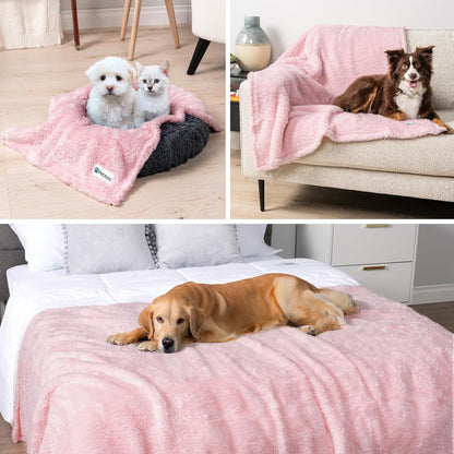 Petami Fluffy Waterproof Dog Blanket for Couch and Bed, Reversible Sherpa Pet Throw, Pee Proof Furniture Protector Sofa Cover, Washable Cat Blanket for Small Medium Dogs and Cats (Pink Blush, 24X32)7