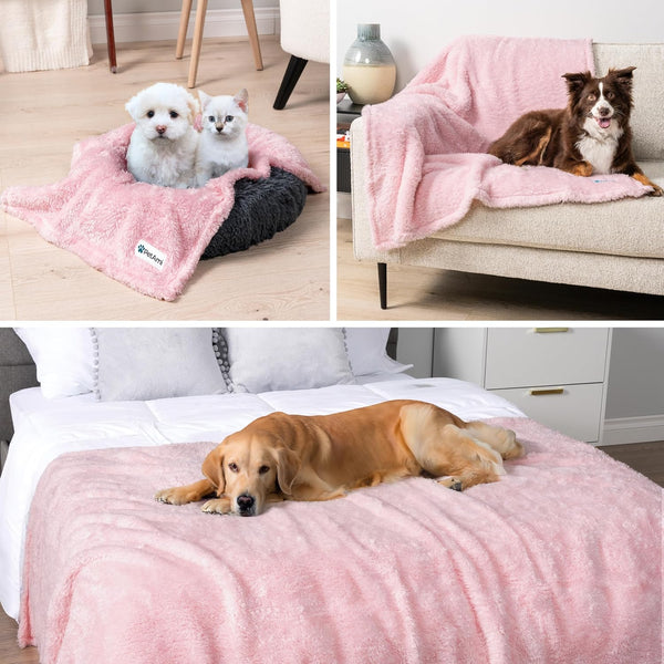 Petami Fluffy Waterproof Dog Blanket for Couch and Bed, Reversible Sherpa Pet Throw, Pee Proof Furniture Protector Sofa Cover, Washable Cat Blanket for Small Medium Dogs and Cats (Pink Blush, 24X32)7