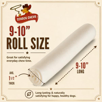 Cowdog Chews Retriever Roll 9-10 Inch All Natural Rawhide Product (20 Pack)2