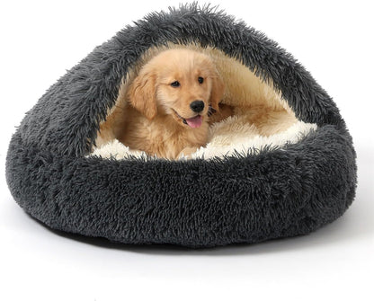 NOYAL round Hooded Donut Dog Bed for Small & Medium Pets - Plush Fluffy Anti-Anxiety Cat Cave Bed with Cover14