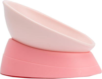 Bulldog Bowl Anti-Slip Dog Cat Dish Detachable Rubber Dog Bowl Pet Sterile Tilted Pet Feeder Slope Base ，Pink：2 Cups1
