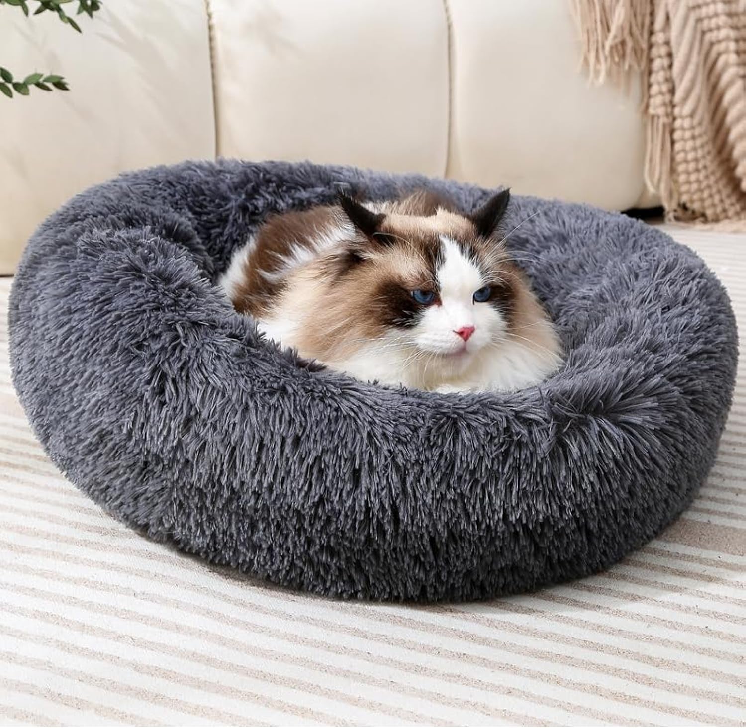 calming-donut-cat-bed-dog-bed-round-plush-pet-bed-fluffy-rabbit-cave-warm-dog-couch-non-slip-bottom-for-pets-furniture-up-to-5kg