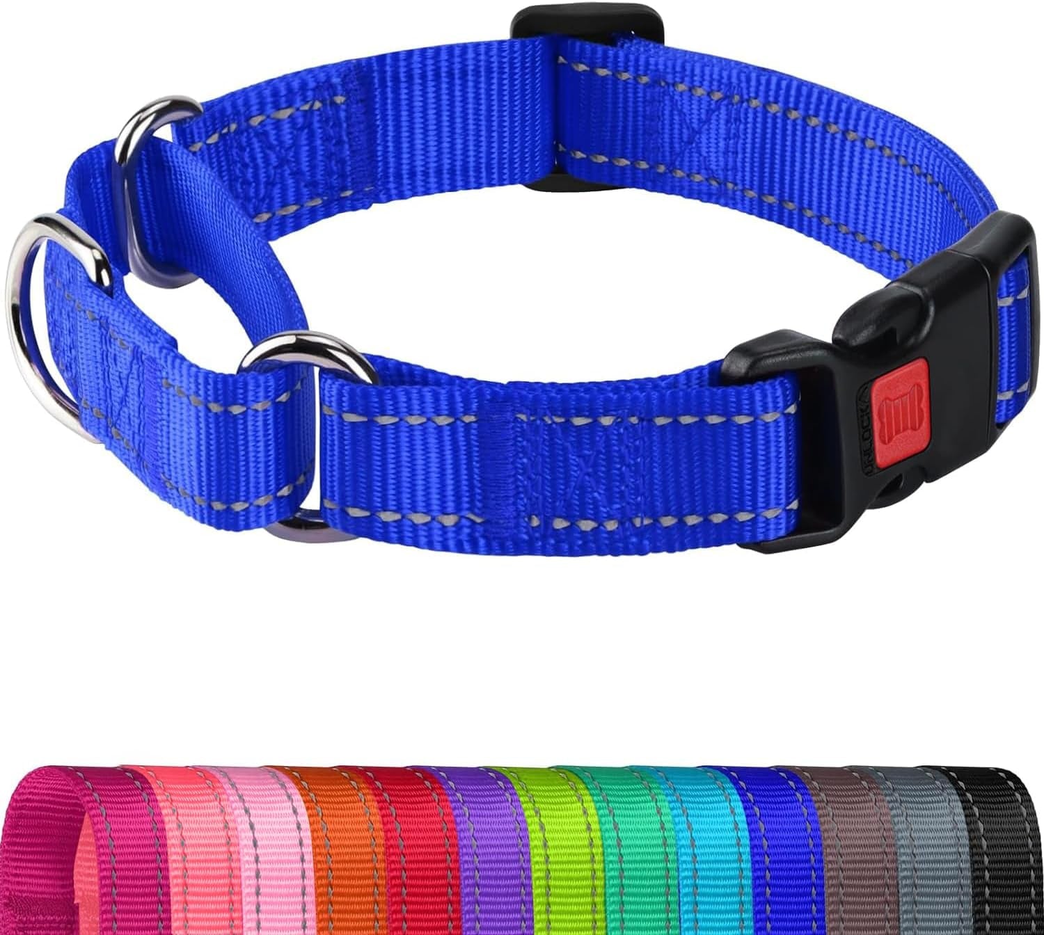 joytale-martingale-collar-for-dogs-escape-proof-no-pull-hotpink-m-gentle-cinch-stops-pulling-without-choking-safety-lock-buckle-reflective-stitching-for-night-walks-soft-nylon