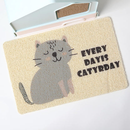 Cat Litter Mat Trap, Pet Food Catching Placemat, Super Cute Easy to Clean 24"×16" Large Durable for Cats and Dogs - Everyday Is Catyrday1
