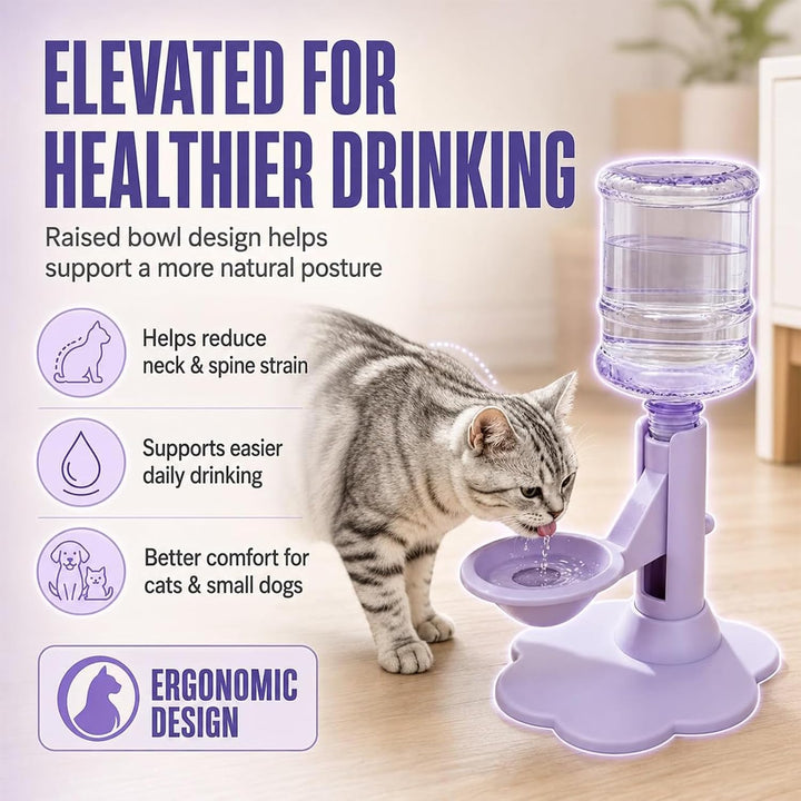 Gravity Cat Water Dispenser Stand - Spill-Proof, Gravity Self Refilling Cat & Dog Water Bowl, Anti-Tip Cat Water Bowl with Suction Base Keeps Water Clean and Fresh for Messy Pets，Blue+2