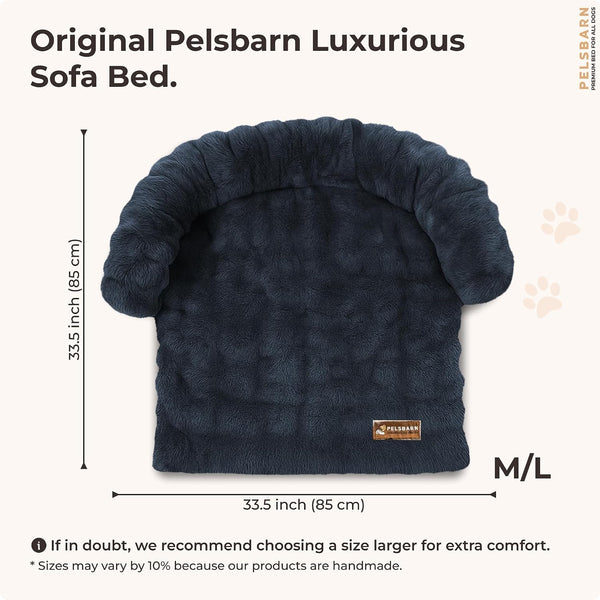 Pelsbarn Dog Bed for Couch, Luxurious Sofa Bed for Dogs with Non-Slip Oxford Bottom - Faux Rabbit Fur with Removable Cover, Large, Gray - 33X33 In4