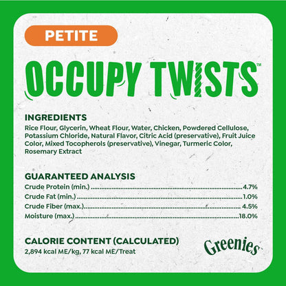 Greenies Occupy Twists Petite Breed Dog Treats, Chicken Flavor, 10 Count | for Dogs 15-25 Lbs, Rawhide-Free, Promotes Calmness, Helps Clean Teeth, Reduces Plaque, Highly Digestible, 8.75 Oz7