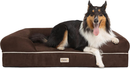 Friends Forever Large Dog Bed Couch, Orthopedic Pet Sofa Memory Foam | Dog Couch with Washable Removable Bed Cover, Non-Slip Bottom, Indoor Calming Chairs Mattress, Chester, Pewter Grey Large10