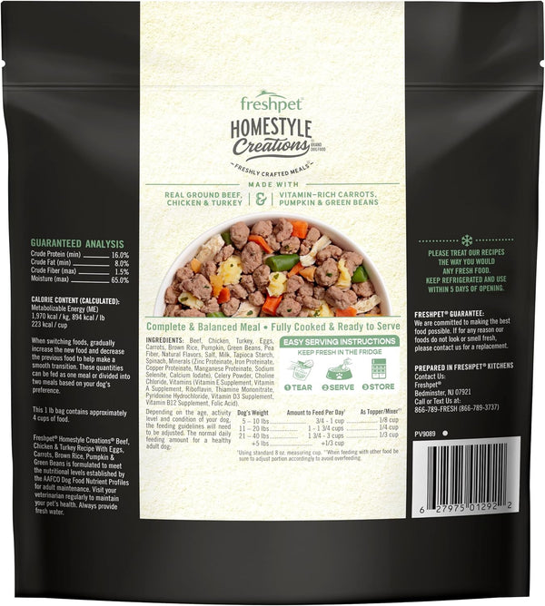 Freshpet Beef, Chicken & Turkey Homestyle Creations Dog Food, 16 Ounce3