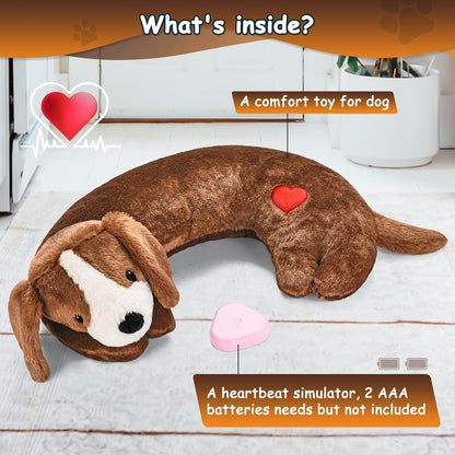 Moropaky Heartbeat Toy Puppy Heartbeat Stuffed Animal Heartbeat Plush Toy for Puppy, Dog Heartbeat Toy for Pet Anxiety Relief Behavioral Sleep Aid Crate Kennel Training Puppy Cuddly Comfort Toy…4