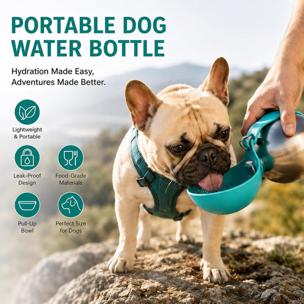 Portable Dog Water Bottle 10Oz Stainless Steel Travel Dog Water Dispenser with Bowl No-Spill Puppy Water Bottle for Walking Hiking Small Dog Water Bottles Leak-Proof Collapsible Silicone Bowl7