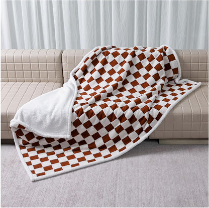 Waterproof Pet Blanket, Brown Checked Pets Throw Blankets for Dog Bed Covers Couch Sofa Stylish Jacquard for Puppy Cats Washable Reversible Furniture Protection Covers (Coffee Check,M)19