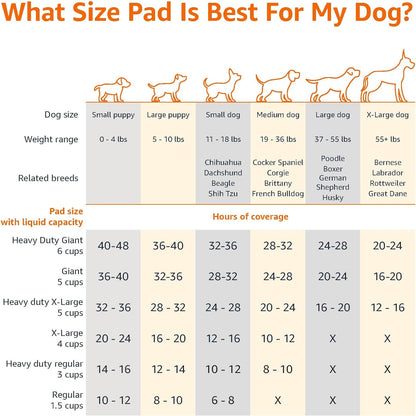 Amazon Basics Leak-Proof Dog and Puppy Potty Training Pee Pads with Quick-Dry 5-Layer Super Absorbent Design, Regular Size 22 X 22 Inch, Blue & White, 100 Count4