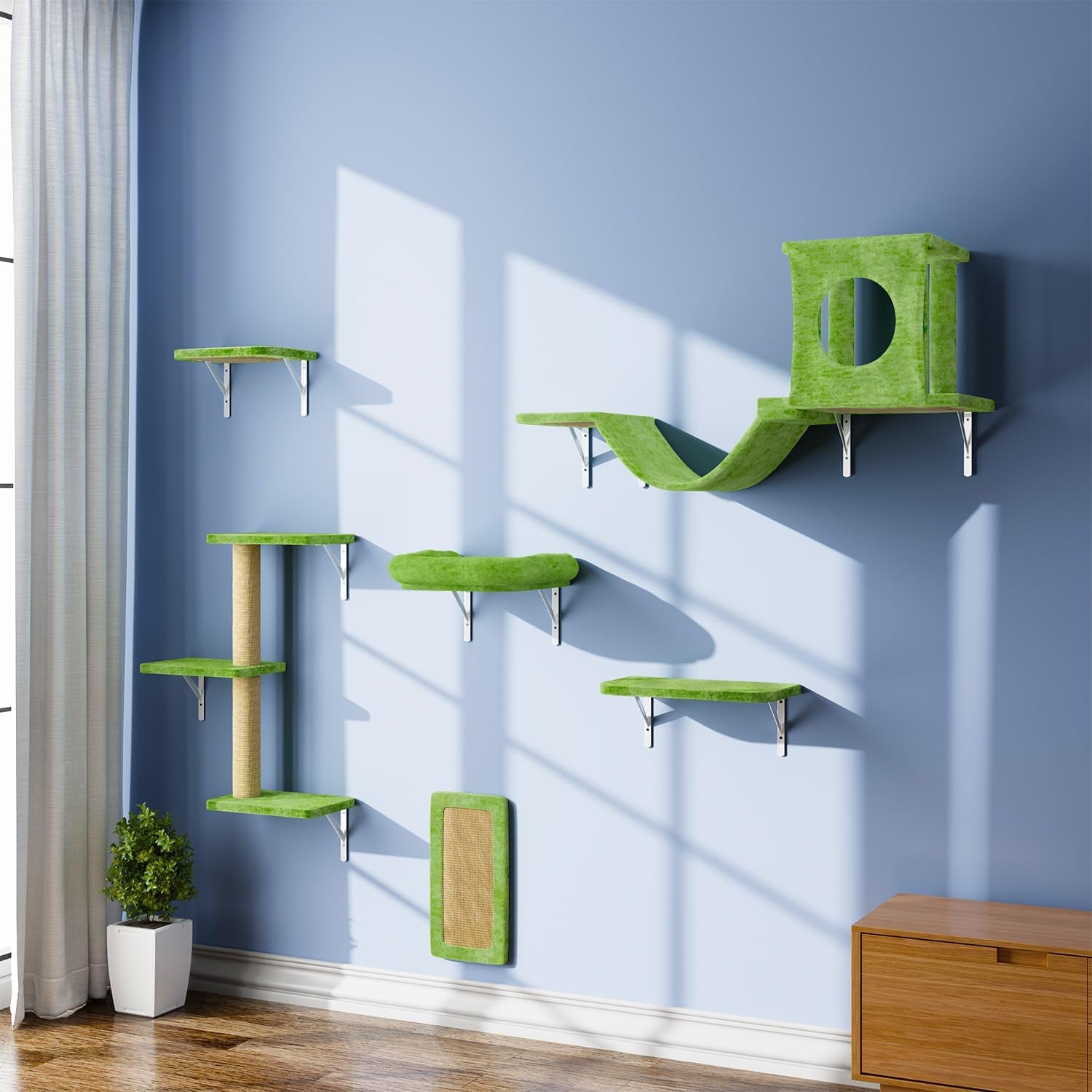nunu-lab-wall-mounted-cat-furniture-set-6-pcs-climber-set-with-house-bridge-steps-scratcher-board-diy-walls-playground-indoor-cat-shelves-gray