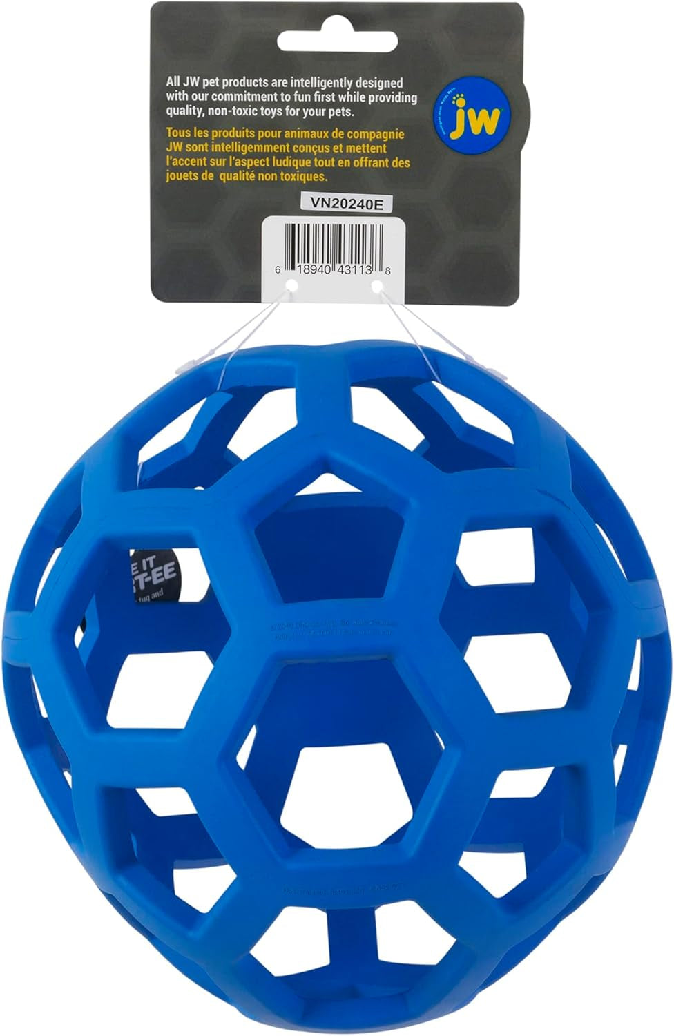jw-pet-hol-ee-roller-dog-toy-puzzle-ball-natural-rubber-extra-large-7-5-inch-diameter-colors-may-vary-count-of-1