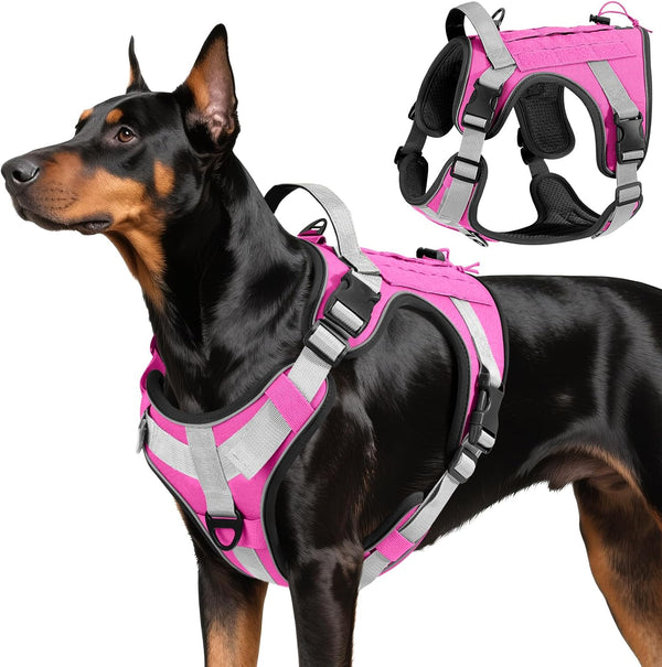 Vavopaw Dog Seat Belt Vest Harness for Car,2 in 1 Seatbelt Buckle | Soft Breathable Mesh,Adjustable Buckle,Nylon,Heavy Duty Pet Safety Seat Belts for Small Medium Large Pets,Black,L16