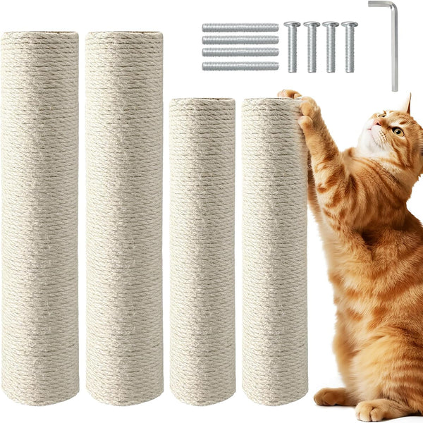 【2026 Upgraded】 2 Pack Cat Scratching Post Replacement, 13.8" X 3.93" Sisal Scratching Poles with M8 Screws, Modern Cat Tree Replacement Parts for Indoor Cat Tower Repair, White10
