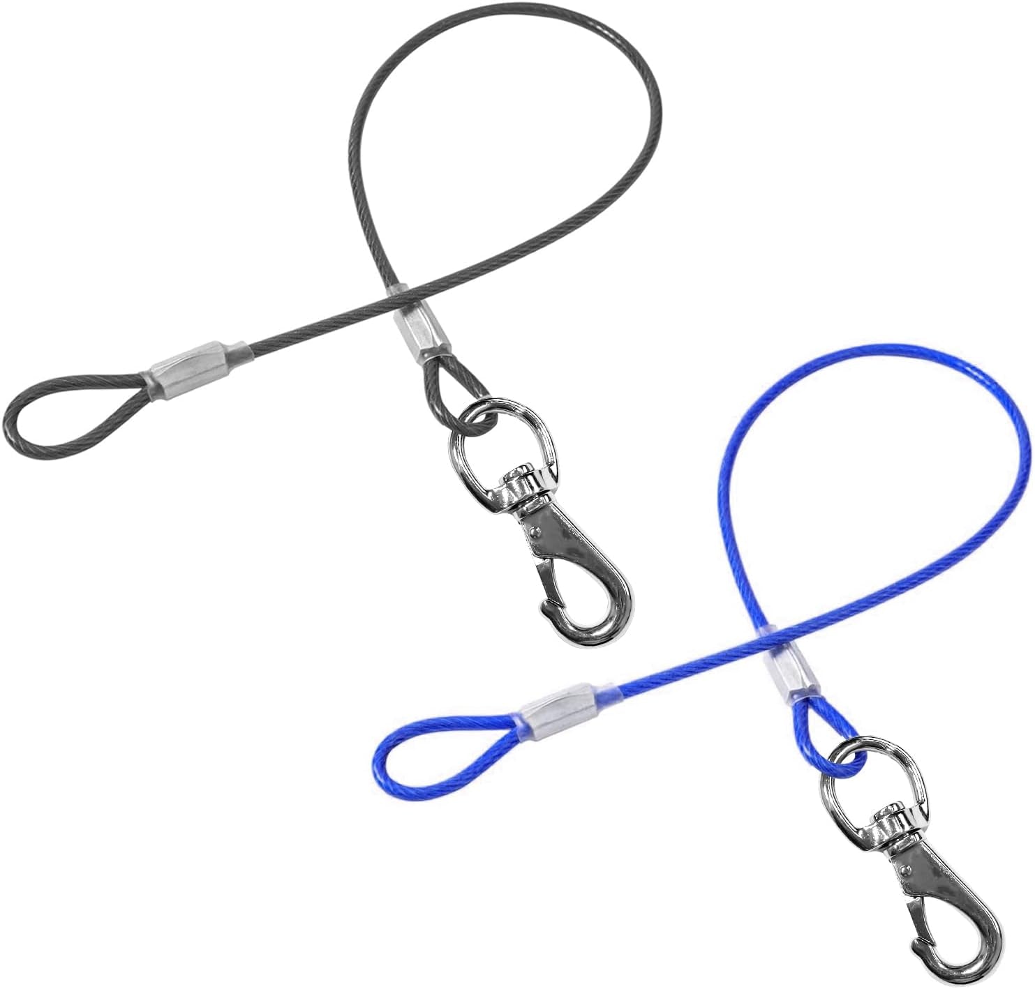 chew-proof-dog-leash-2pack-metal-cable-lead-no-tangle-multiple-dog-leashes-for-small-and-medium-dogs-heavy-duty-leash-extender-for-collars-harnesses2-pack-black-20in-50cm