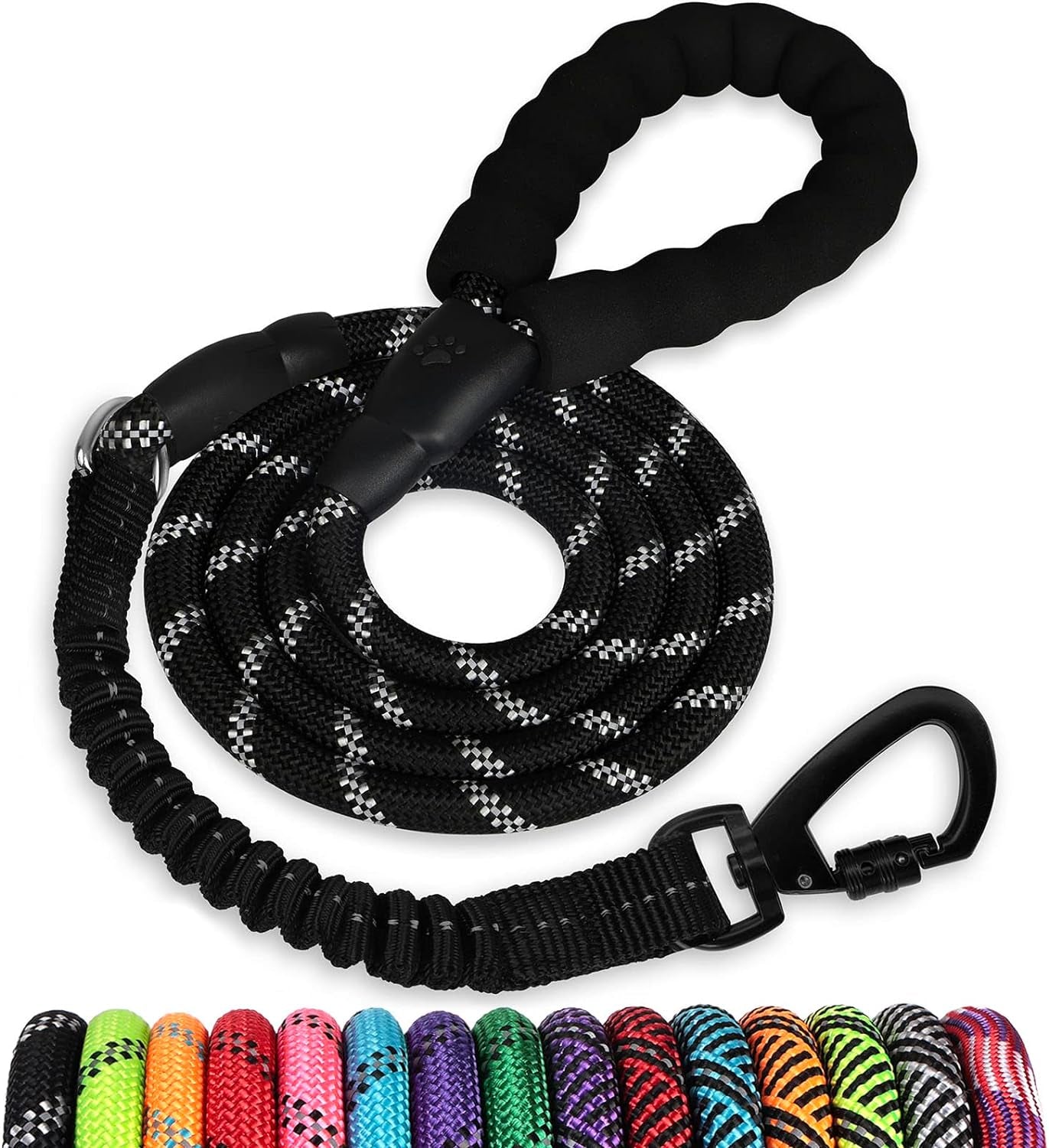 long-dog-leash-15-ft-heavy-duty-rope-leashes-for-dogs-training-with-swivel-lockable-hook-reflective-threads-bungee-and-padded-handle-dog-lead-for-large-small-medium-dogs-outside-walking-hiking