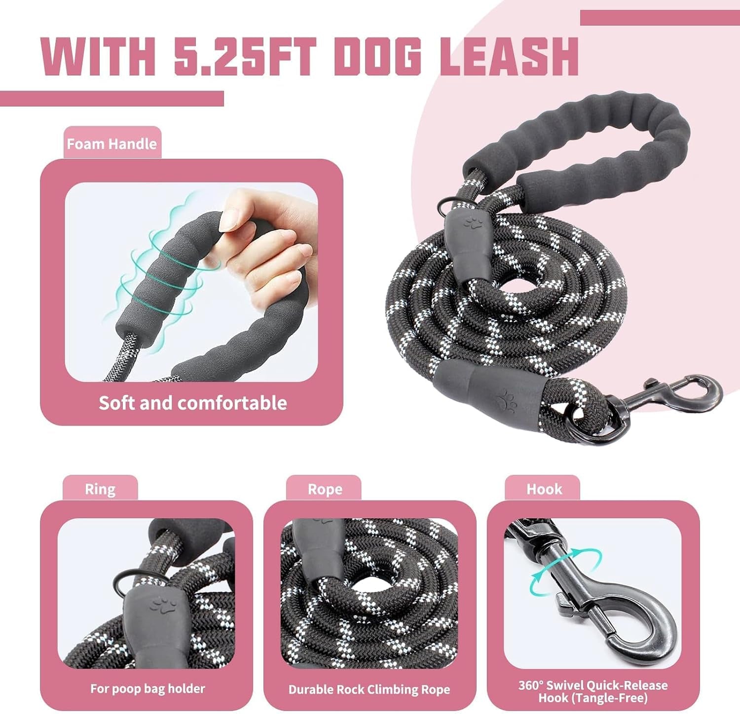 auroth-dog-harness-and-leash-set-soft-padded-service-dog-vest-with-5-25ft-dog-leash-no-choke-easy-on-pet-vest-adjustable-reflective-no-pull-pet-vest-medium-sized-dog-easy-walking-and-training