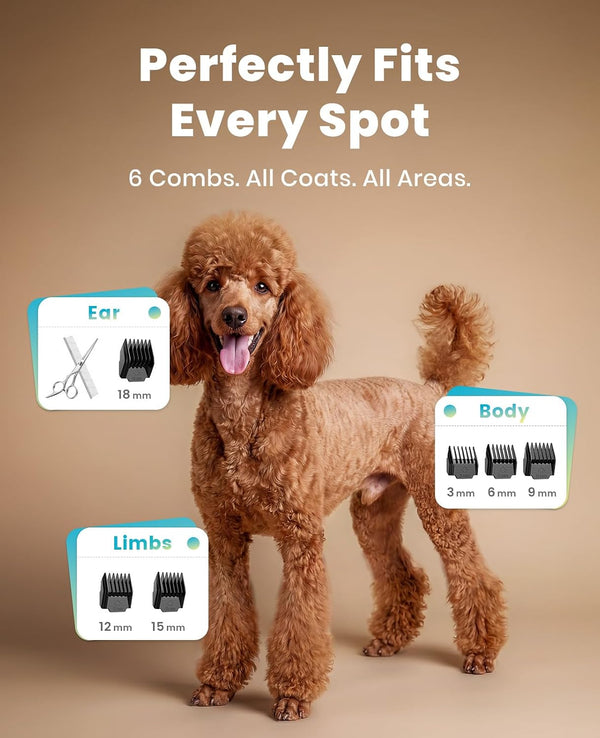 Oneisall Dog Grooming Clippers with LED Display for Dogs & Cats | Low Noise Quiet,2-Speed,Cordless Rechargeable,Fast Charge,Detachable,Waterproof,Battery Level Display, Model X2,Gold8