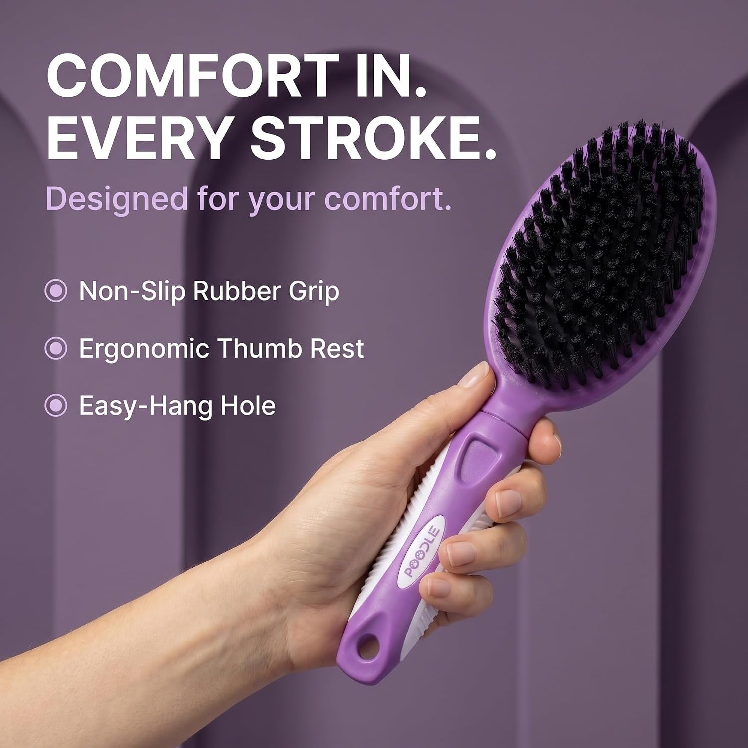 soft-bristle-dog-brush-for-short-haired-cats-or-dogs-firm-bristles-to-remove-dust-dirt-and-loose-fur-hook-and-rubber-handle