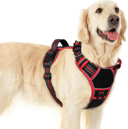 Eagloo Dog Harness No Pull for Large Dogs, Easy on & off with 3 Buckles | No Choke with Front Clip, Adjustable Fit, MOLLE System, Reflective Vest, Easy Control for Walking, Black, Large12