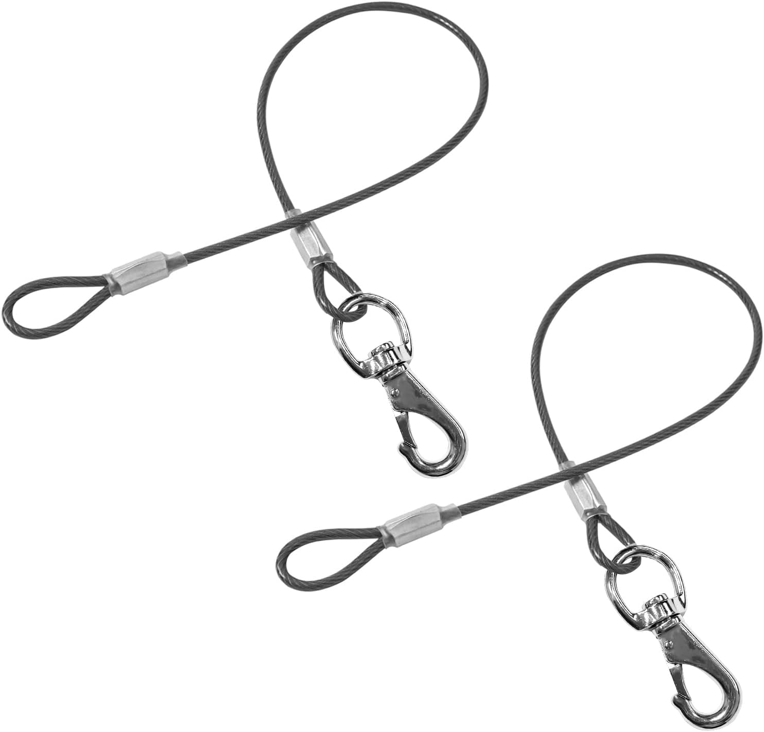 chew-proof-dog-leash-2pack-metal-cable-lead-no-tangle-multiple-dog-leashes-for-small-and-medium-dogs-heavy-duty-leash-extender-for-collars-harnesses2-pack-black-20in-50cm