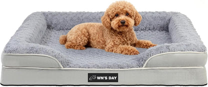 Orthopedic Dog Bed for Large Medium Sized, Washable Memory Foam Large Dog Bed, Medium Pet Sofa with Removable Cover, Washable Waterproof Pet Couch Beds(Grey, L)13