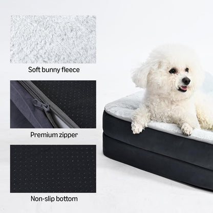 Amazon Basics Washable L-Shaped Dog Bed for Large Dogs, Anti-Slip Pet Sofa Bed for Indoor Dogs, Crate Bed, 42X30X8 Inches, Gray, Large3