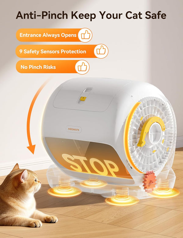 Meowant Self-Cleaning Cat Litter Box, 106L Extra-Large Space Low Entrance Automatic Cat Litter Box Perfect for Multiple Cats, Safety Sensor, Anti-Pinch, APP Control, Odor Free with Mat & Liner3