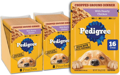Pedigree Chopped Dinner Wet Dog Food Pouch, Variety Pack, 3.5 Oz, 30 Count | Chicken & Beef, Steam Cooked with Real Animal Protein, No Added Sugar, No Artificial Flavors, Serve as Topper or Meal14