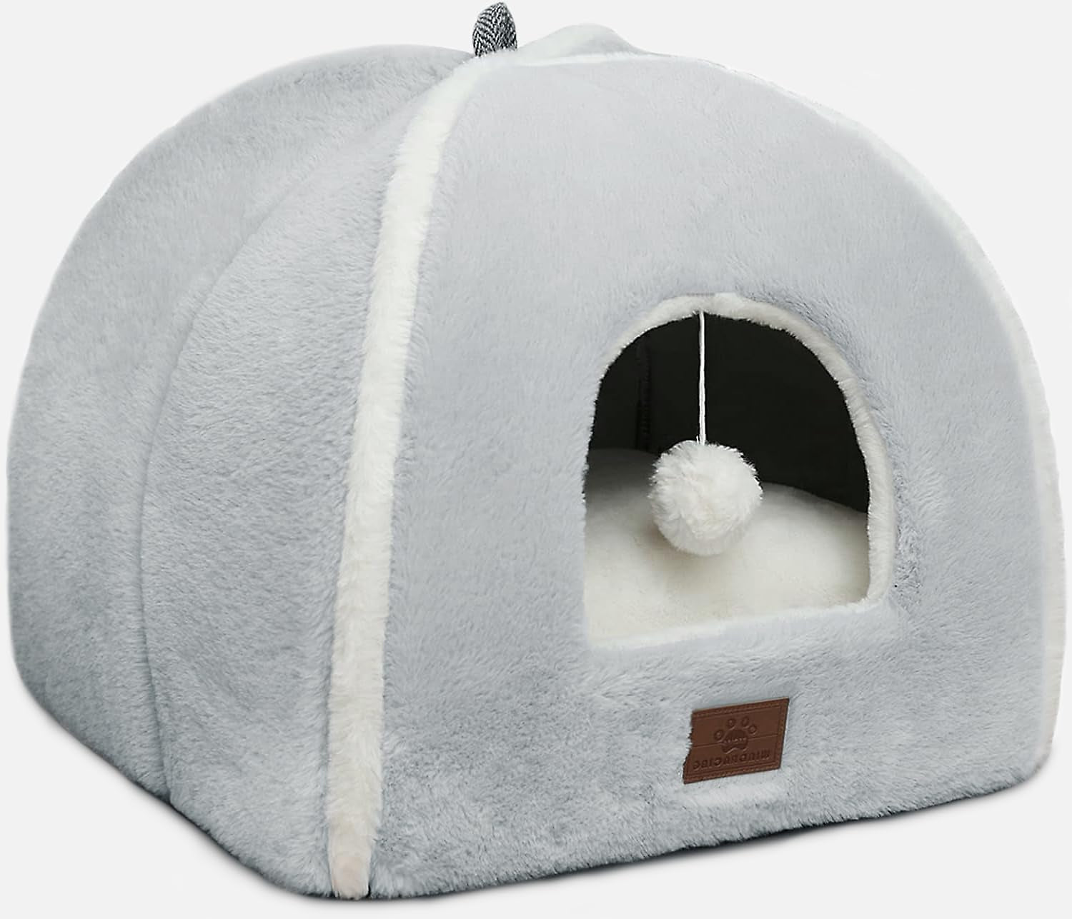 cat-beds-for-indoor-cats-cat-bed-cave-house-tent-for-kittens-and-small-pets-with-washable-cushioned-soft-and-warm-indoor-house-grey-15-inches