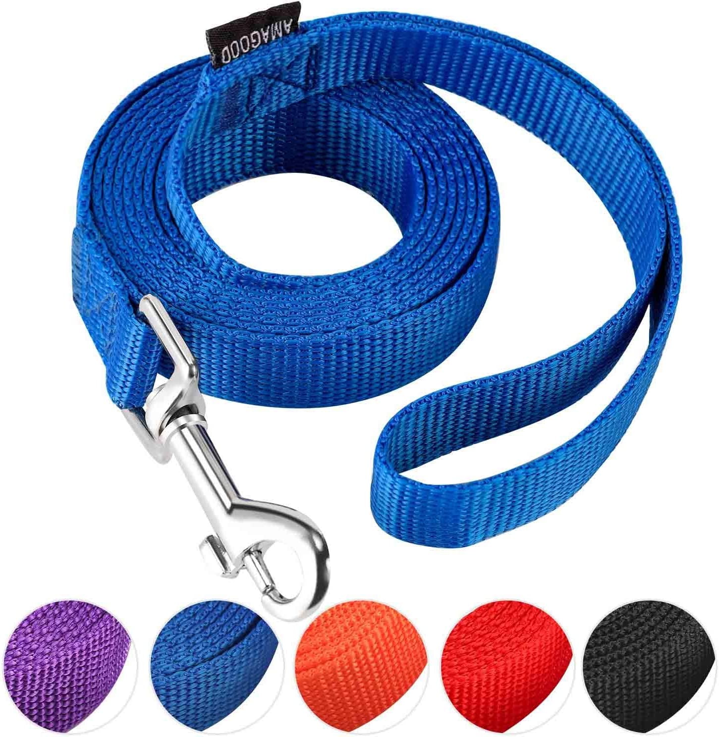amagood-6-ft-puppy-leash-strong-traditional-style-with-easy-to-use-collar-hook-great-for-small-medium-and-large-dogs-5-8in-x-6-ft-purple