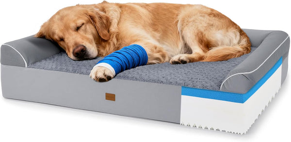 HOMBYS 7” Thickness Orthopedic Dog Bed for Large Giant Dogs, Double-Layer Memory Foam Waterproof Washable XXL Dog Sofa Bed with Bolster Headrest, Ultra-Supportive for Joint & Arthritis Relief1